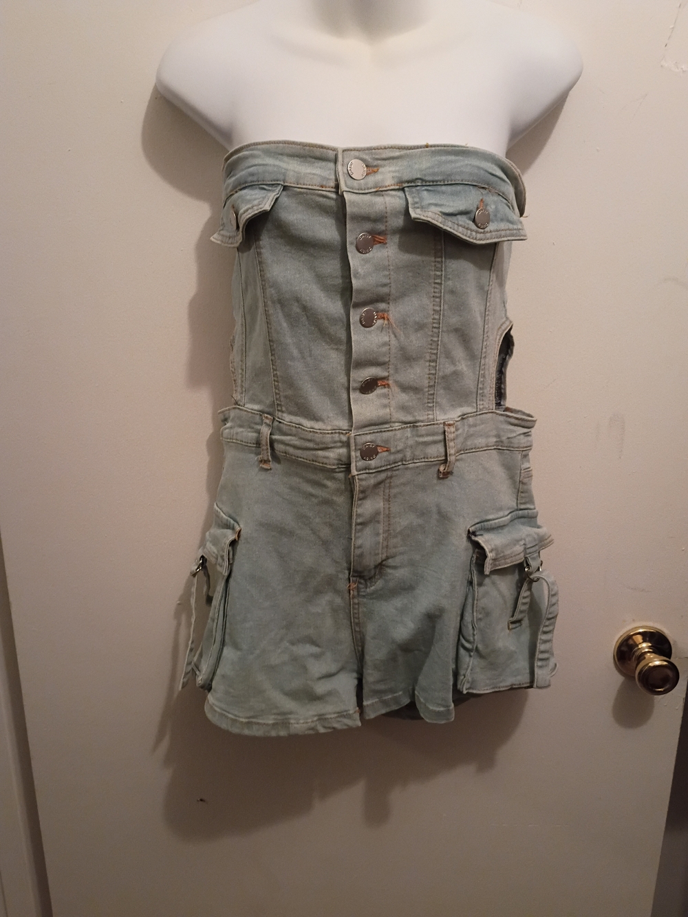 Daisy Light Blue Denim Romper